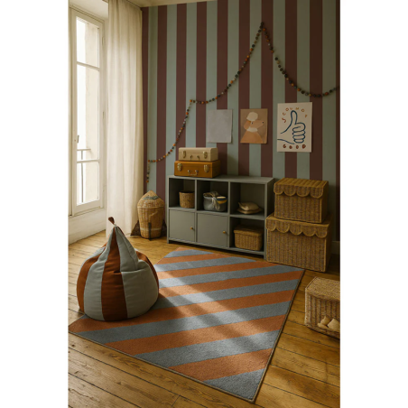 Dekornik Tapeta Wide Stripes Classy Brown and Misty Blue