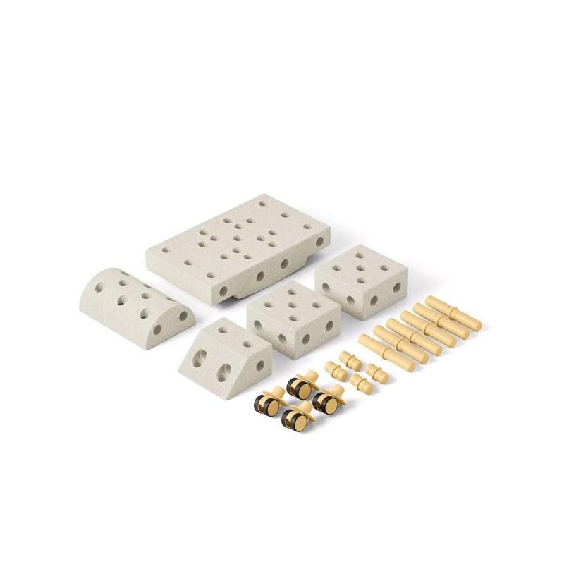 MODU Explorer set - Kreatywne klocki rozwijające motorykę dużą, Sand Grey / Honey Yellow