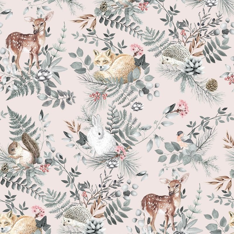 Tapeta dla dzieci Woodland Różowa