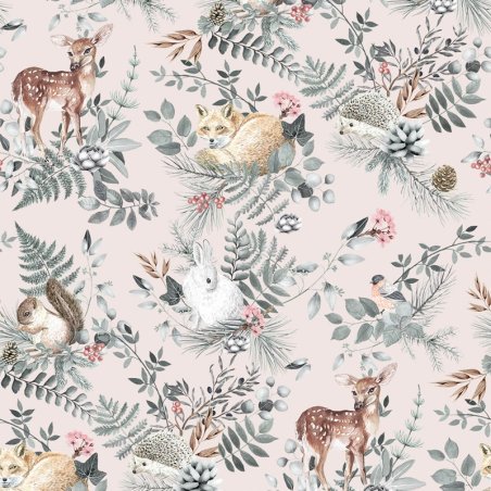 Tapeta dla dzieci Woodland Różowa