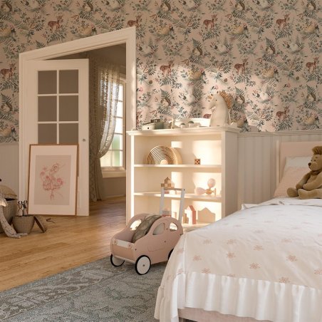 Tapeta dla dzieci Woodland Różowa