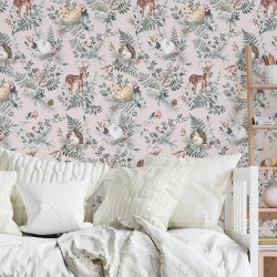 Tapeta dla dzieci Woodland Różowa