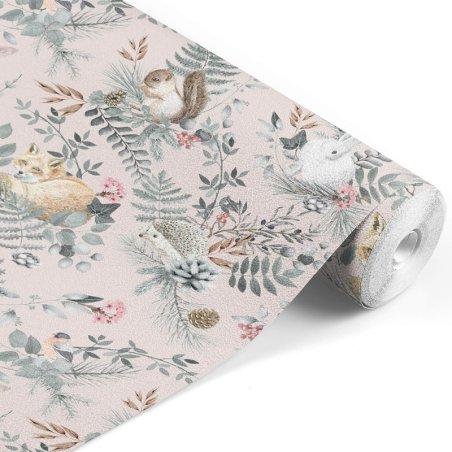Tapeta dla dzieci Woodland Różowa